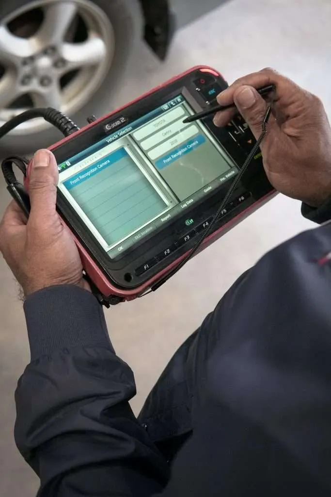 Close-up on a specialized ADAS Safety System Calibration tool