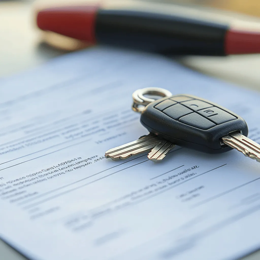 AI generated image depicting car keys sitting atop an insurance form